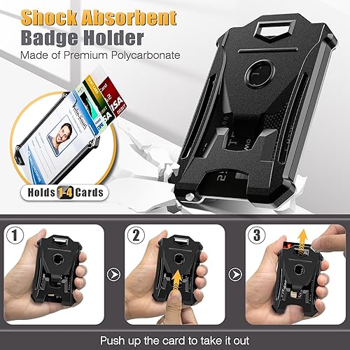 Miniatura 3 de ELV Llavero retráctil resistente con cierre magnético y mosquetón, clip para tarjetas de identificación, carrete de insignia con cable Dyneema de 31