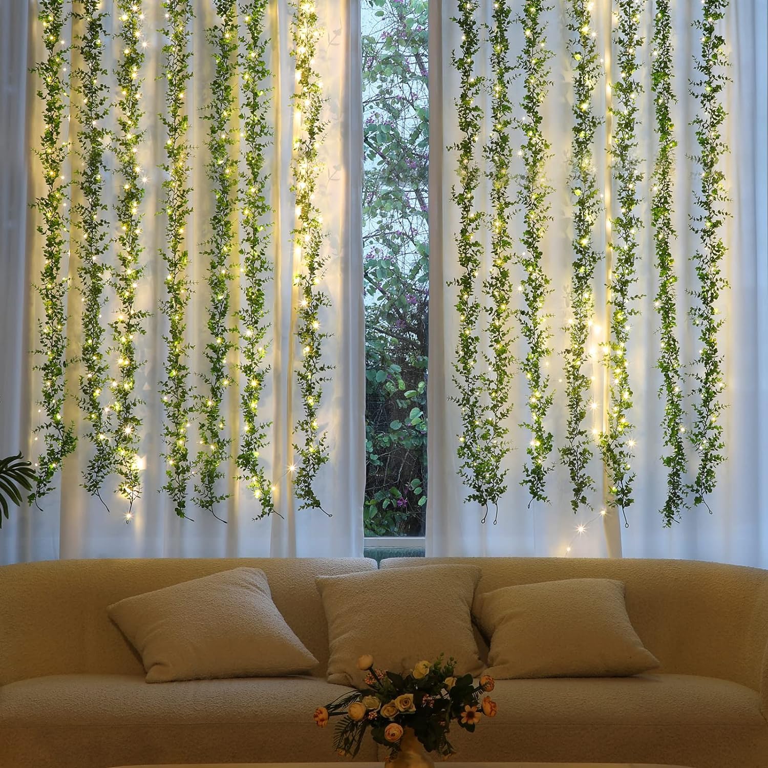 Künstliche Eukalyptus-Girlande, 9,2 m, grüne Rebe für Hochzeitshintergrund, Party-Dekoration, hängende Blumendekorationen, Tischdekoration