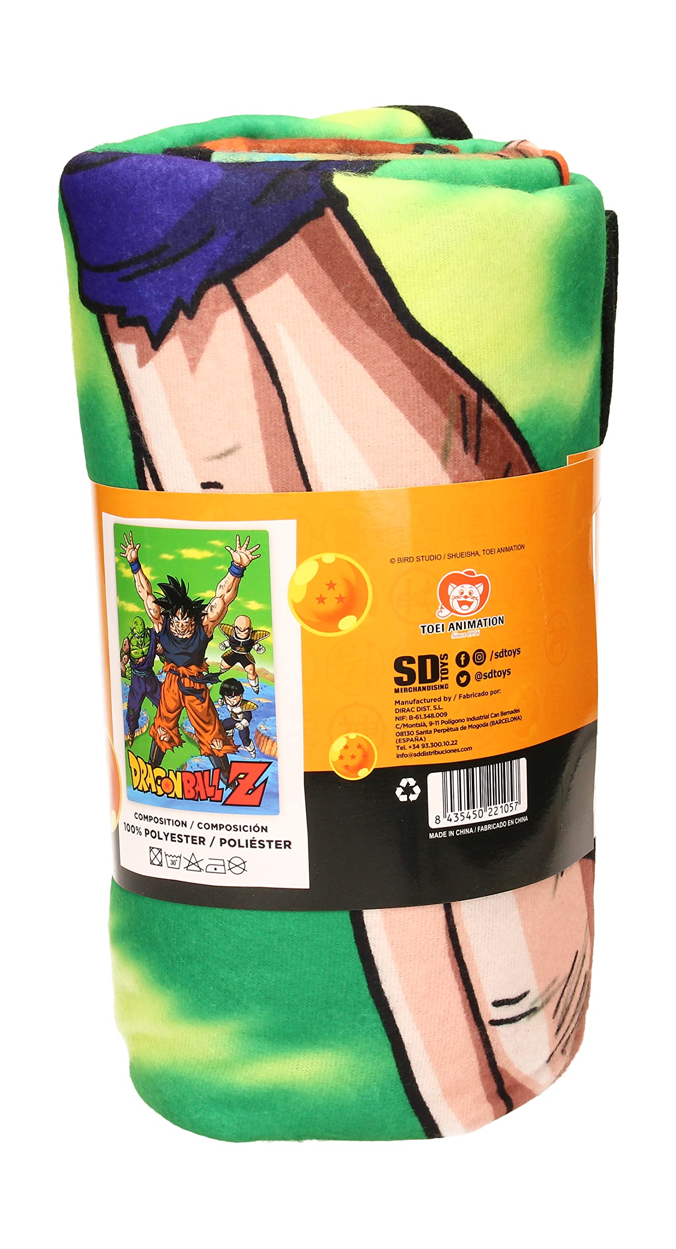 SD TOYS - Coperta in Pile Verde Dragon Ball Z, 100 x 150 cm