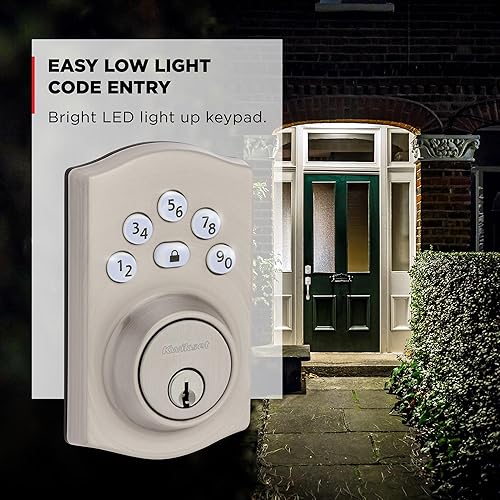 Miniatura 7 de Kwikset Powerbolt 240 - Cerradura de puerta electrónica tradicional de níquel satinado con 5 botones, con cómoda entrada sin llave, códigos de