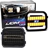 iJDMTOY Euro Black-Out Interior Clear Lens White LED Halo Driving Light/Amber Sequential Blink LED Front Turn Signal Light Assembly, Compatible with 2006-2010 Hummer H3/H3T