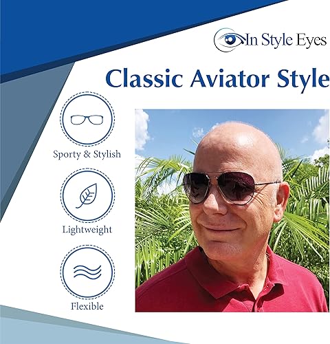 Miniatura 6 de In Style Eyes C Moore - Lentes de sol de lectura bifocales con cable estilo aviador con marco de metal, lentes no polarizados