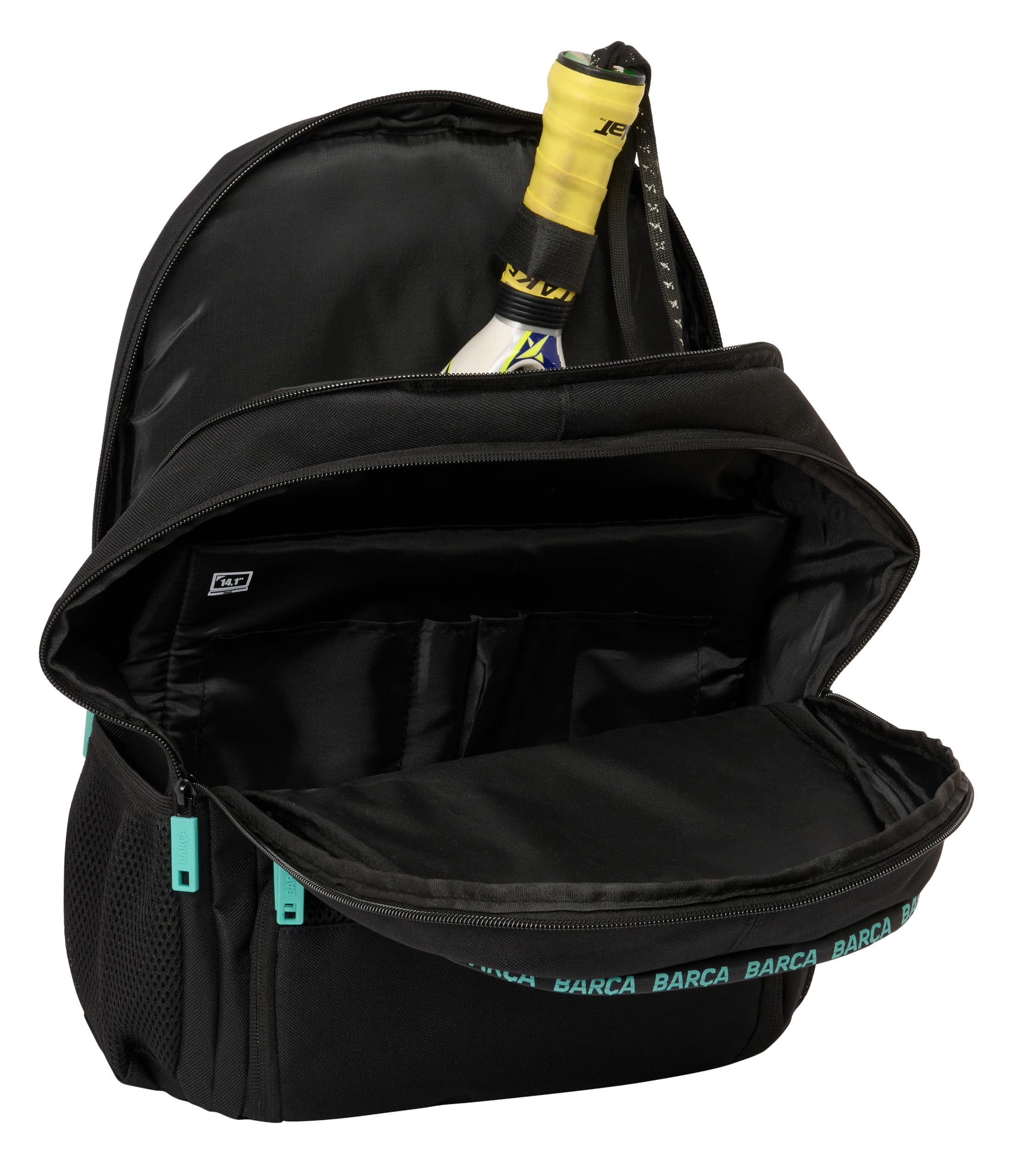 SAFTA F.C. Barcelona 3ª EQUIPACIÓN - Mochila para Pádel, Mochila de Deporte, Ideal para Diferentes Edades, Cómoda y Versátil, Calidad y Resistencia, 30x17x42 cm, Color Negro