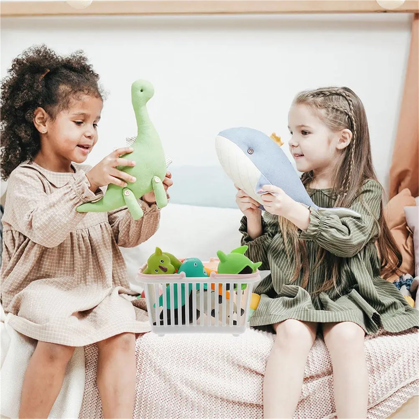 Cesta de plástico pequeña con asas, cesta ducha portátil, ligera y resistente, 2 uds Para Ducha