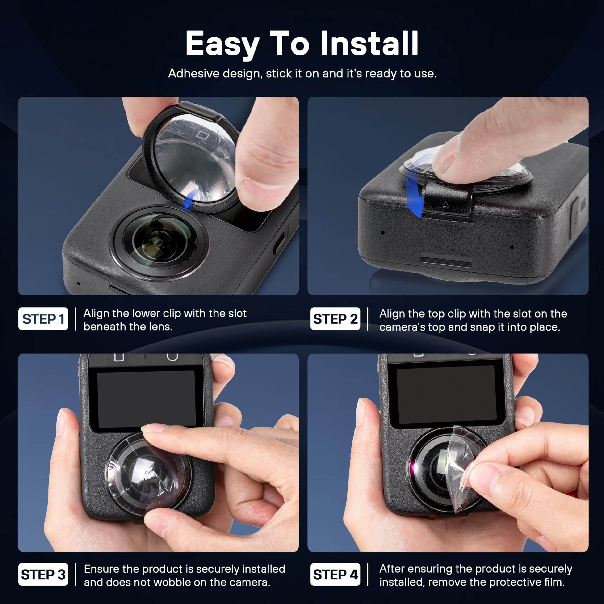 STARTRC PHOTO Pellicola protettiva per lenti DJI Osmo 360 accessori, PC per fotocamera Osmo 360, antigraffio, antipolvere, confezione da 2