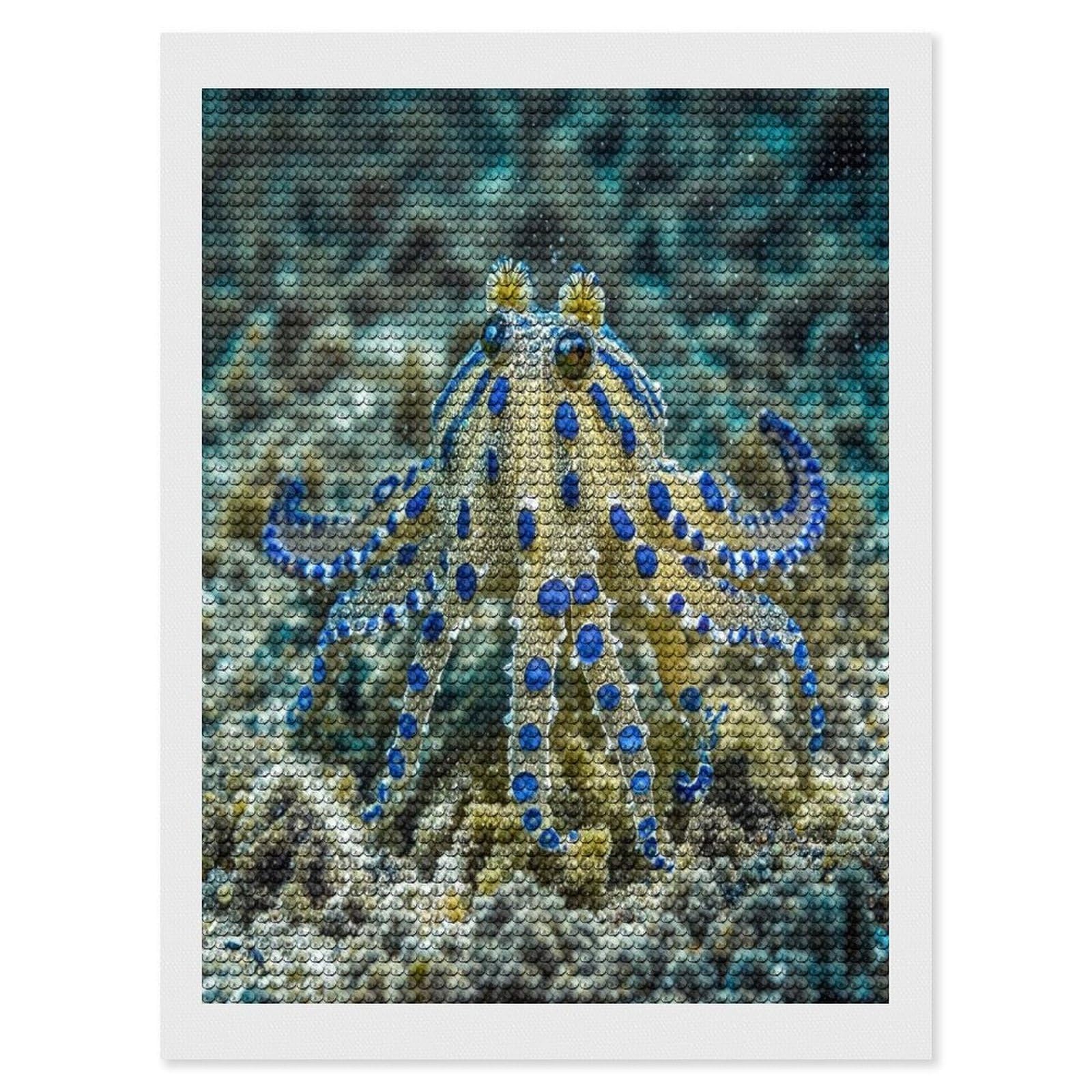 FekiLoot Blue Ringed Octopus Diamond Painting Kits for Adults Full Round Drill Diamond Art Kits for Beginners 5D DIY Diamond Dots Paintings Diamonds Pictures Gem Art Home Wall Decor 12"x16"