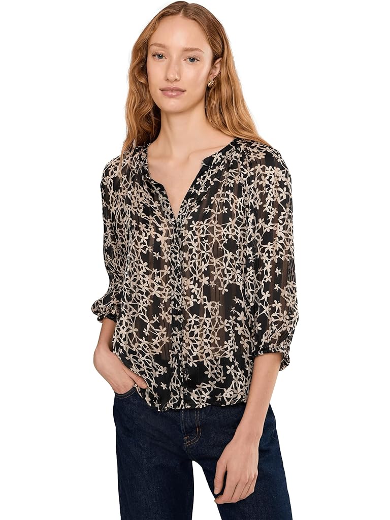 Black Vince Camuto Raglan Sleeve Button Down Blouse