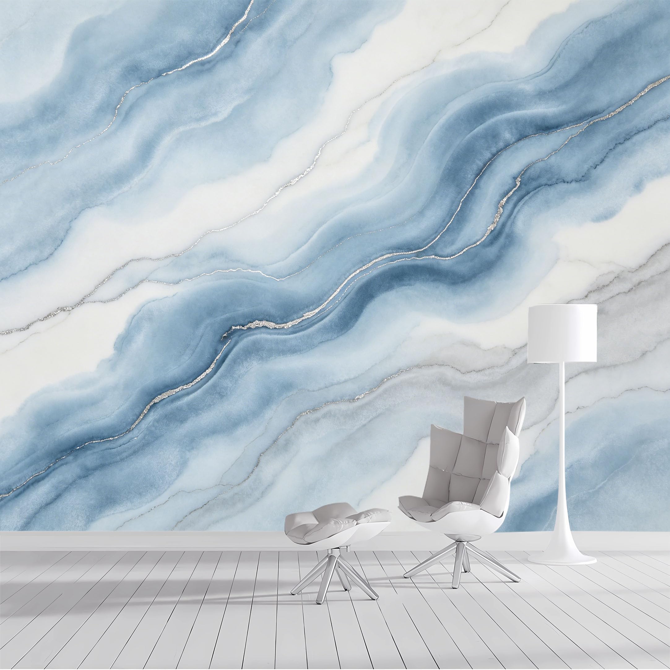 Custom Size Wall Mural Blue Agate Abstract Watercolor Marble Pattern SelfAdhesive Wall Fabric Removable Peel and Stick Wallpaper Wall Decor for Living Room Bedroom Bathroom