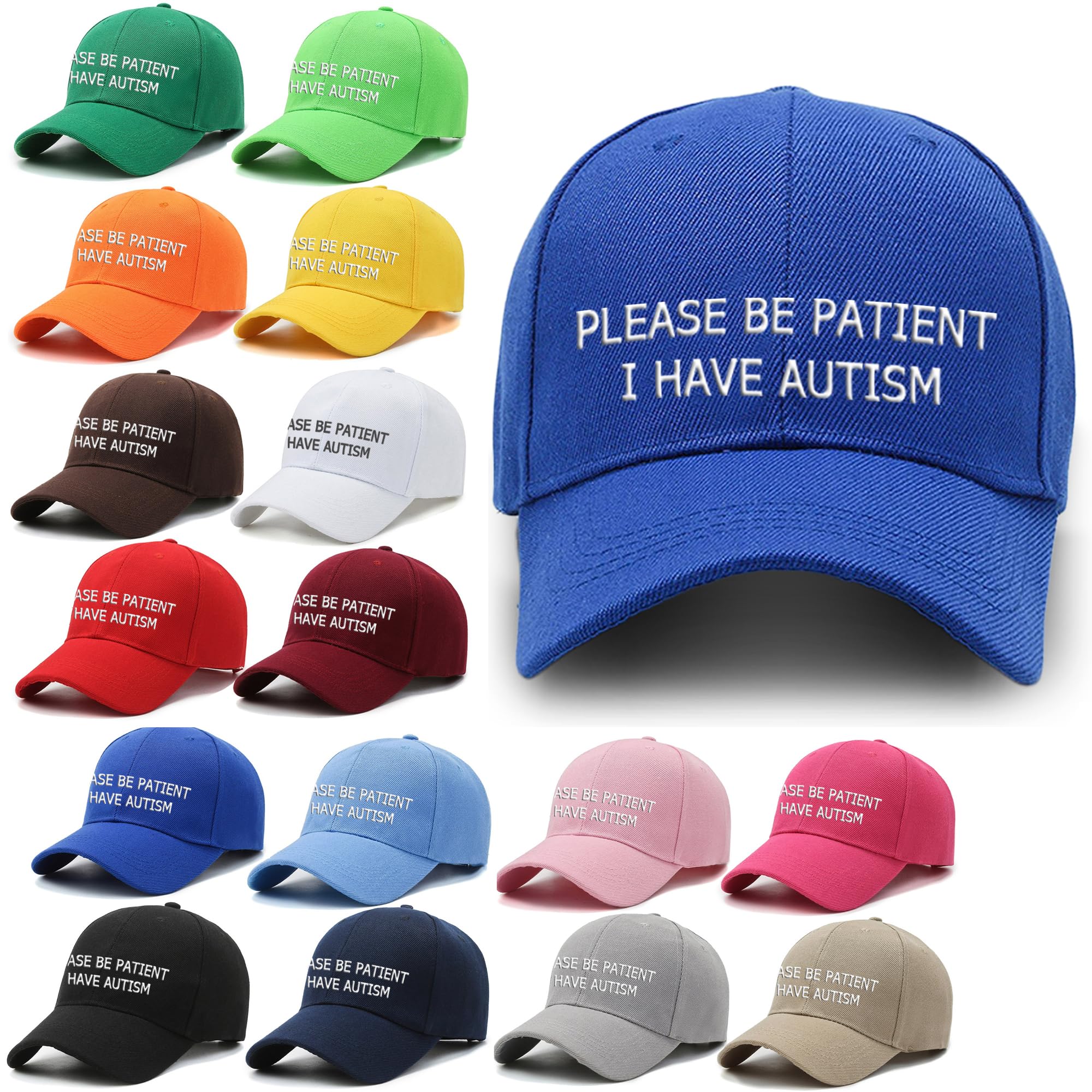 Van Der Linn Embroidered Please BE Patient I Have Autism Baseball Cap HAT Cotton Unisex (Lime)