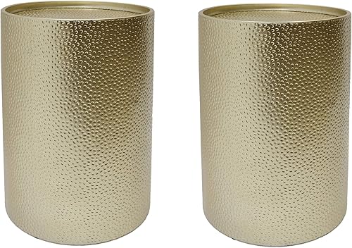 Christopher Knight Home Kaylee - Mesa redonda moderna de hierro martillado (paquete de 2), color dorado