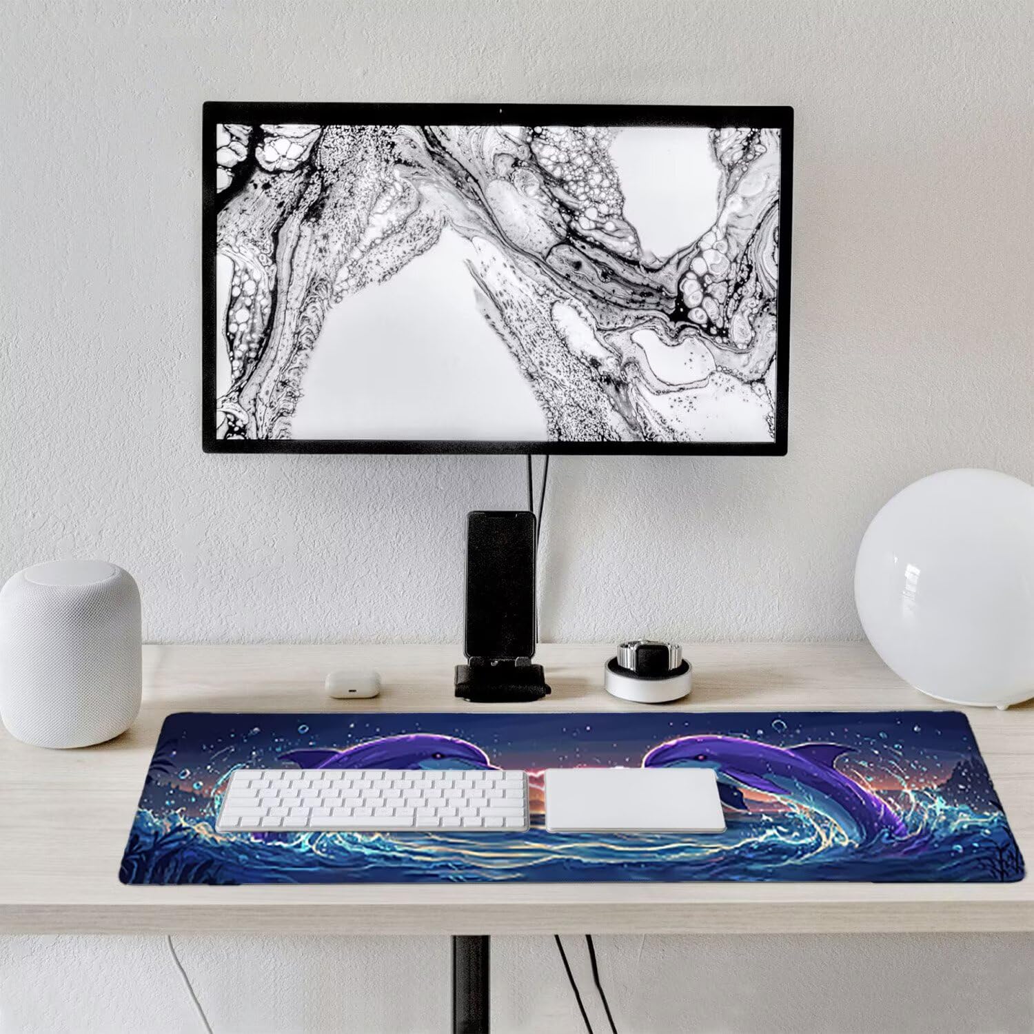 Podkładka pod mysz do gier XXL duża mysz 1200 x 500 mm, duża podkładka pod biurko z antypoślizgową gumową podstawą dla graczy, poprawia precyzję i szybkość (zwierzęta delfiny) o-141