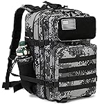 QT&QY Military Tactical Backpacks For Men Army Molle Daypack 45L Large 3 Day Bug Out Bag Gym Rucksack With Bottle Holder Black Camo