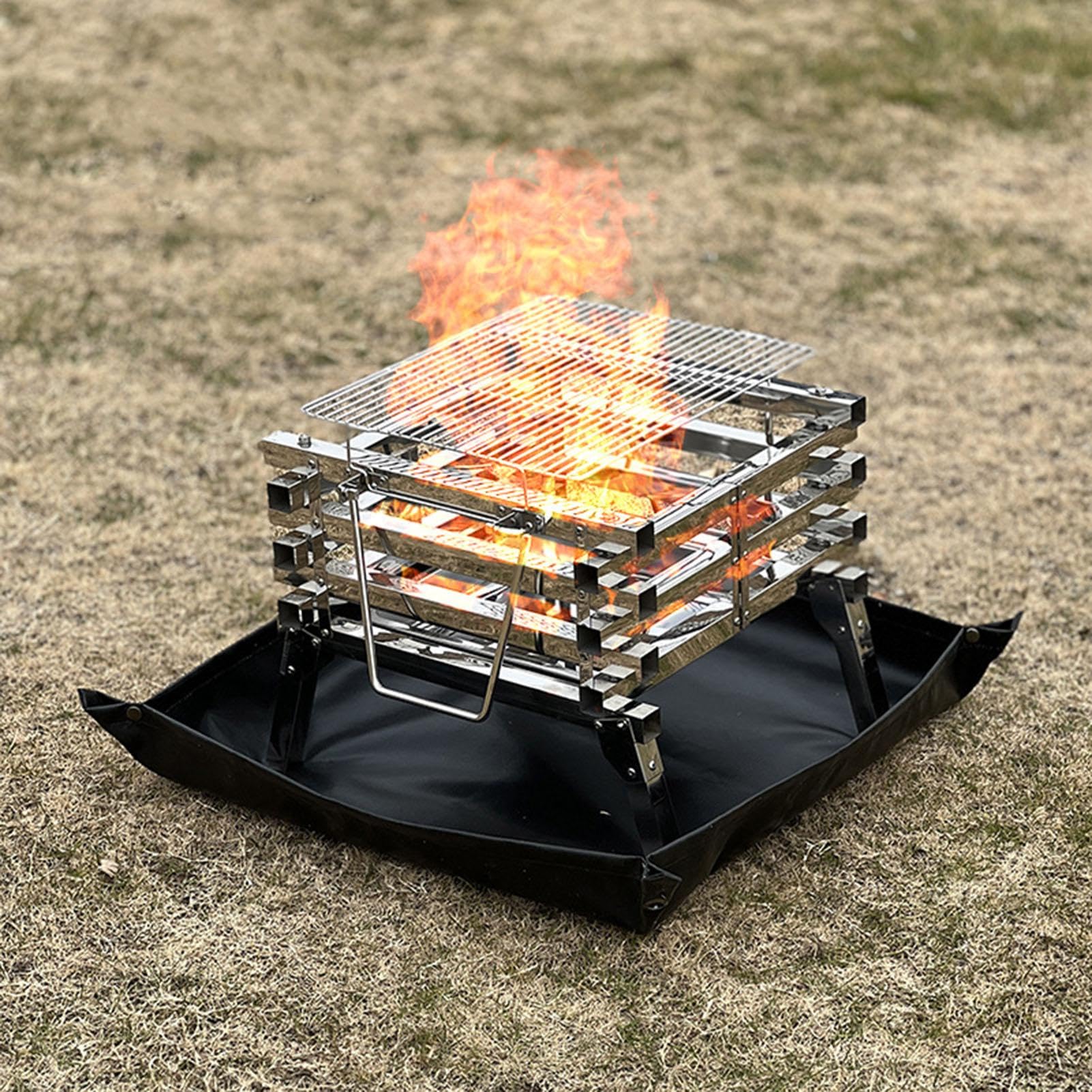 Fire Pit Mat, Fireproof Grill Mat, Camping Fire Pit Pad, Outdoor Stove Mat, Fire Pit Protection Mat, Silicone Grill Mat, Patio Fire Pit Mat, Tapis de grille, tapis de feu Foldable