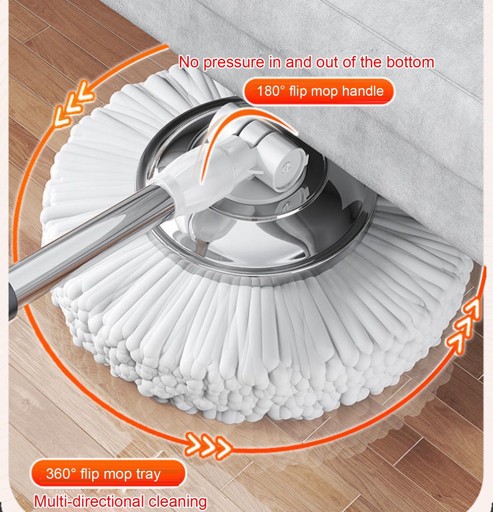 Mop y Cubo con escrutinio con escrutinio de Cesta de Arranque Desmontable 5 Cabezales de trapeador de microfibras de reemplazo para Madera Dura, Madera, Laminado, baldosas,