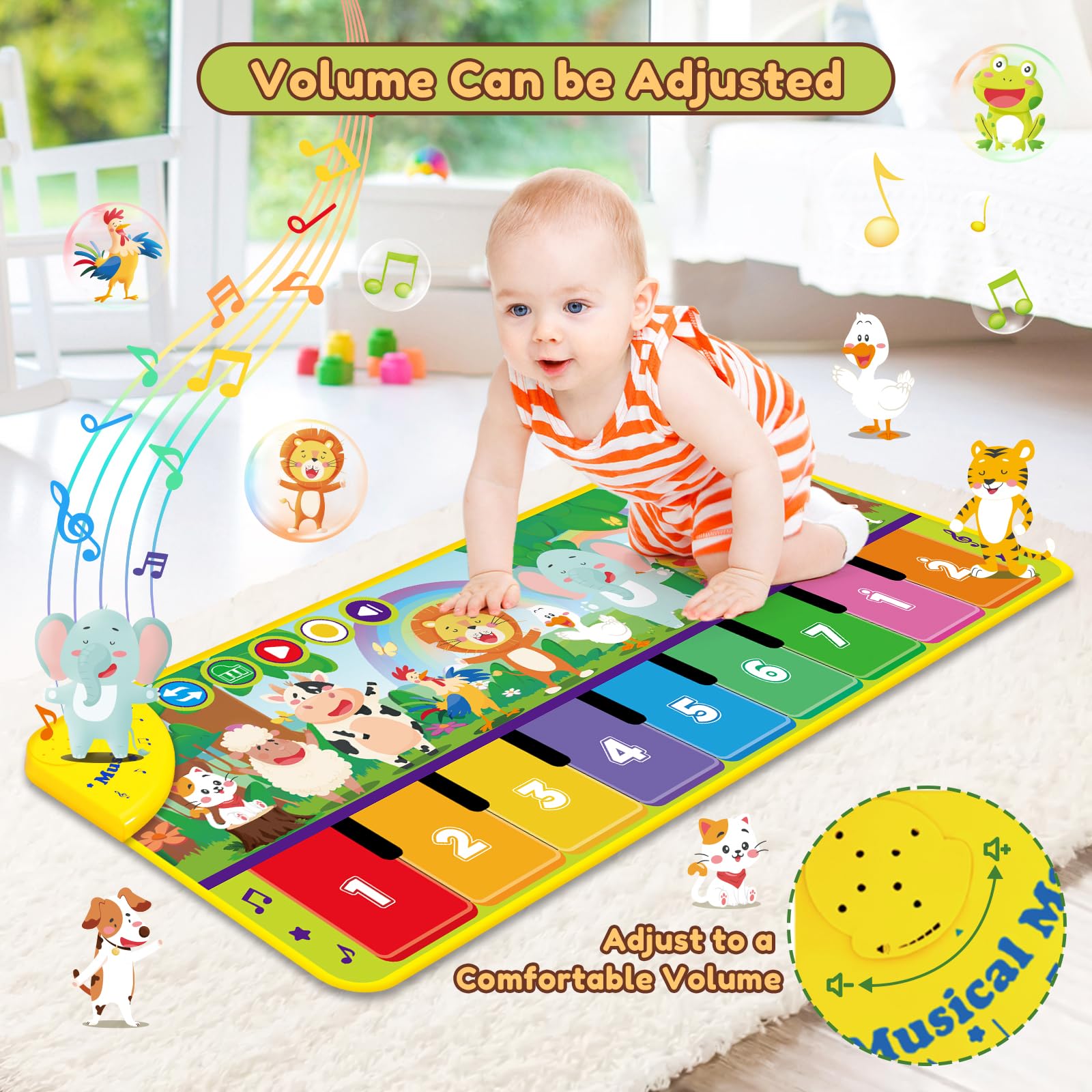 WEARXI Regalo Bambino 1 Anno Tappeto Musicale, Giochi Bambini 1 Anno, Gioco Bambino, Regalo Bimba, Giocattoli Bambino, Giochi Bimba, Regalo Bimbo, Regalo Bambina per Bambini e Bambine da 1 a 5 Anni