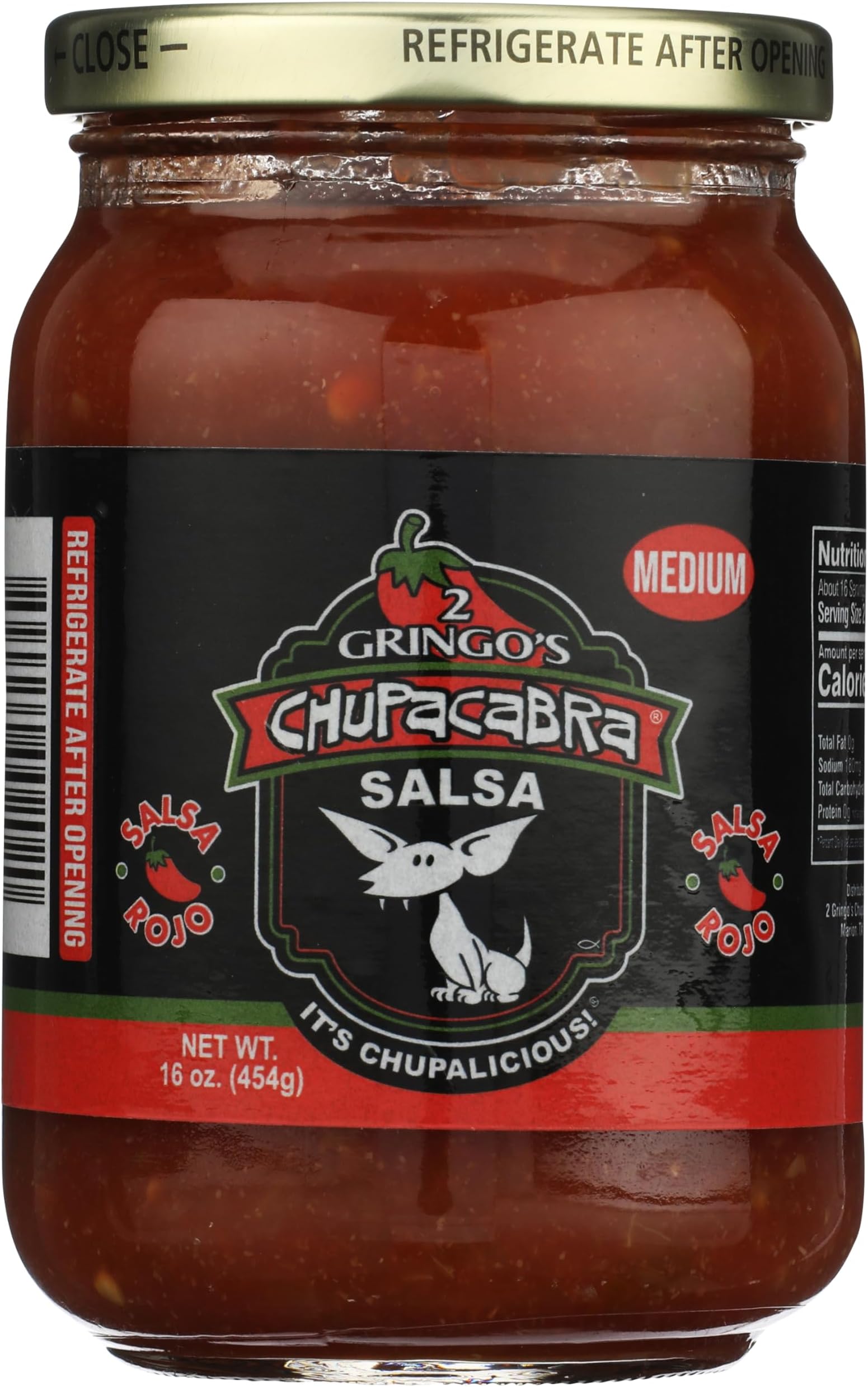 Salsa Medium 16 Oz with Fresh Serranos and Jalapenos Single Bottle