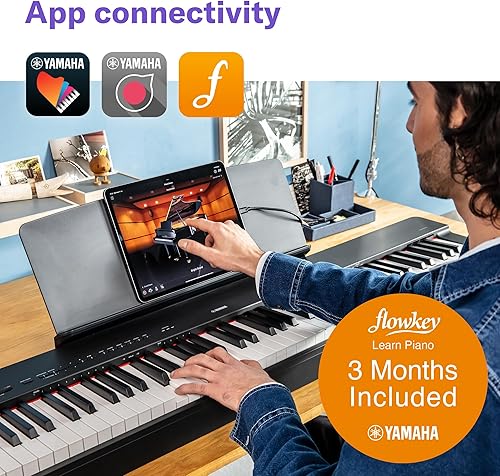 Miniatura 7 de Yamaha P225WH, Piano digital de acción ponderada de 88 teclas con fuente de alimentación y pedal de sostenimiento, color blanco (P225WH)