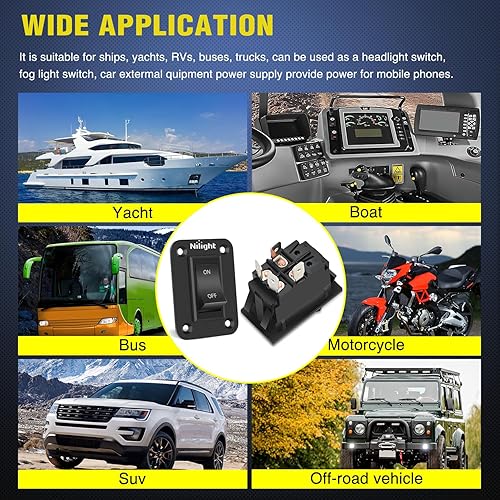 Vista 16 de Nilight Interruptor basculante momentáneo (ON) - Apagado (ON) Interruptores de palanca DPDT 7Pin 12V 24V encendido apagado en interruptor LED