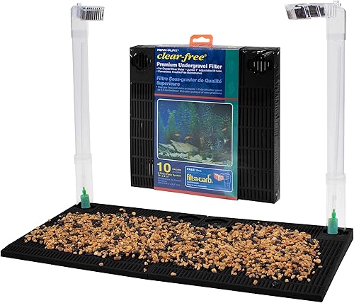 Miniatura 5 de Penn-Plax Filtro de acuario bajo grava para 20 (largo) - 29 galones – Dos placas de 14” x 11.1” – Sistema bajo grava para agua clara y limpia –