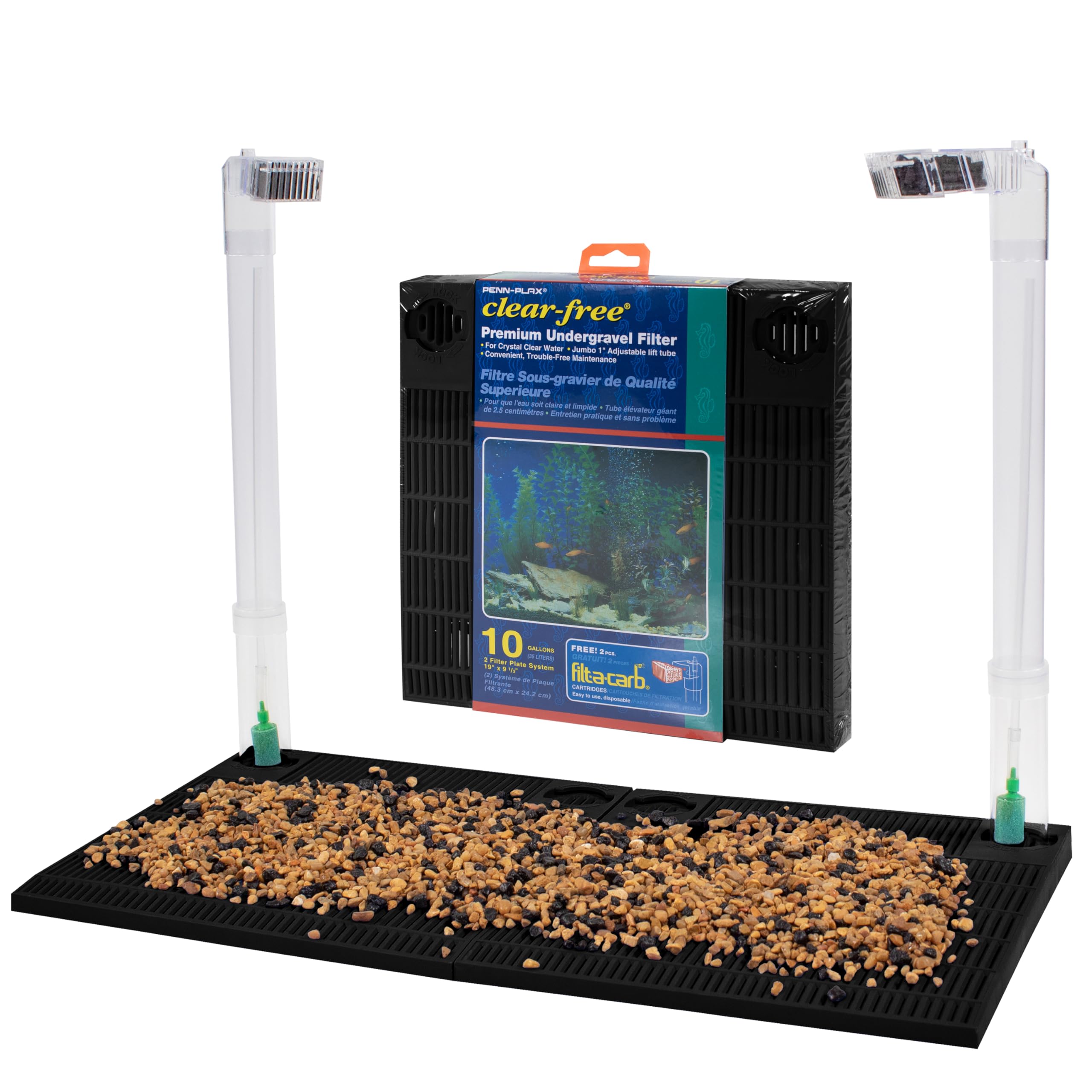 Penn-Plax Undergravel Aquarium Filter for 10 Gallon Tanks – Two 9.5” x 9.5” Plates – Under Gravel System for Clear, Clean Water – Safe for Freshwater and Saltwater Tanks