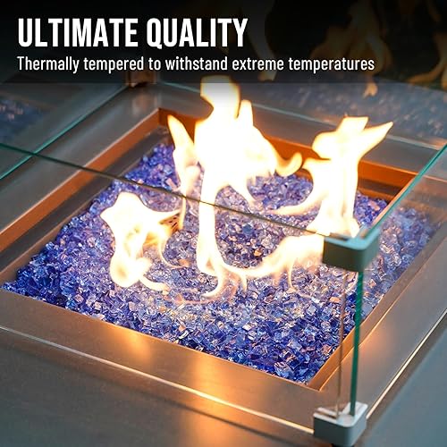Miniatura 4 de Skyflame Vidrio de fuego regular de alto brillo de 10 libras para hoguera, chimenea, jardín, paisajismo, azul cobalto, tamaño de 14 pulgadas