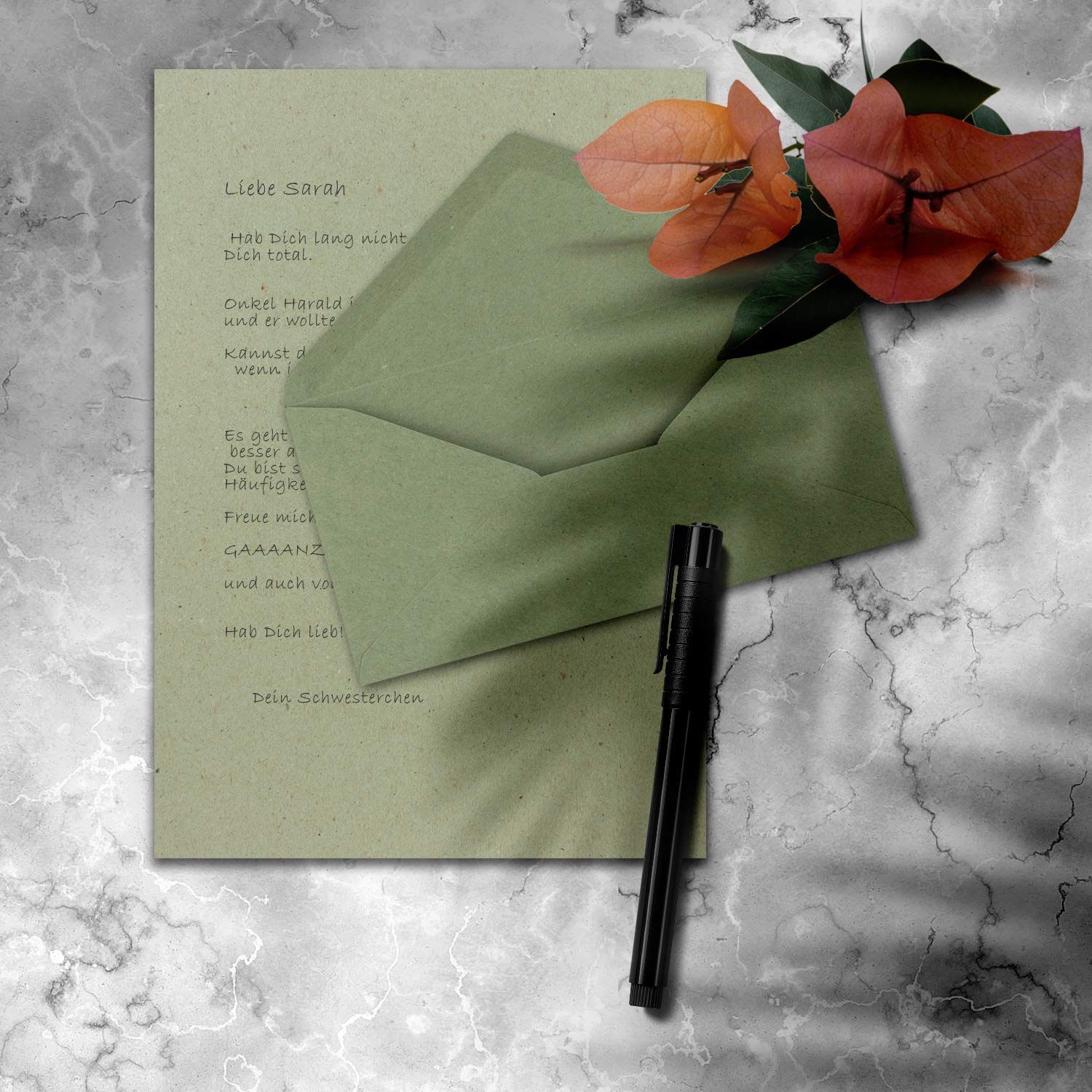 FarbenFroh by Gustav Neuser 50 x A4 Writing Paper Sets with DIN Long Envelopes, Wet Seal, Craft Paper, Green - Image 2
