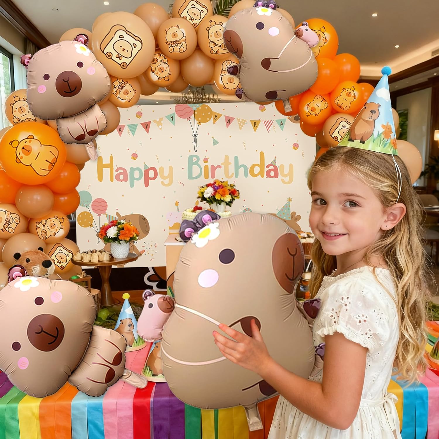 LaVenty Capybara Birthday Party Balloons Backdrop Decorations Includes Capybara Birthday Cake Balloon Party Favors Capybara Theme Party Supplies Decor - Image 6