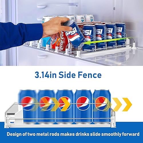 Miniatura 2 de Organizador de bebidas para nevera, dispensador organizador de latas de soda para refrigerador con deslizamiento automático de empuje, divisores