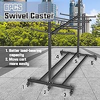 Vista 3 de Carrito plegable para mesa y silla, carrito de dos niveles con 6 ruedas giratorias, capacidad de 800 libras, estante de soporte, correa para un