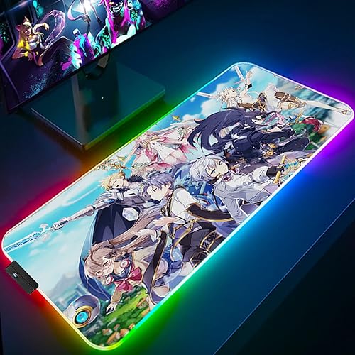 Gaming Mouse Pads Anime Seven Kawaii Girl RGB Mouse Pad Gaming Keyboard Mouse Pad Large Computer Mouse Pad Gamer Backlight Mause Pad XXL Desk
