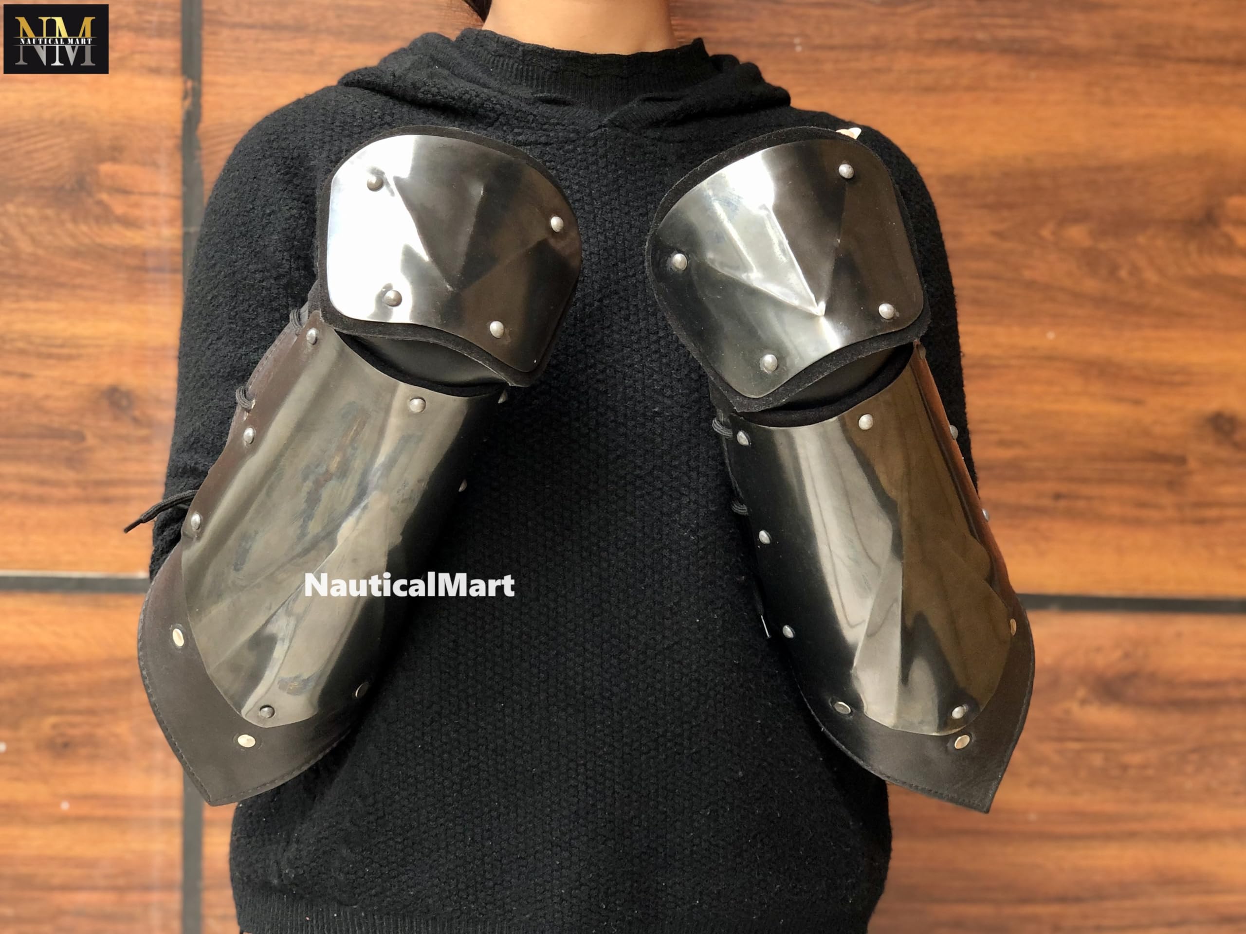 NauticalMart Medieval Bracers Pair of Arm Guard Steel LARP Armor Costume