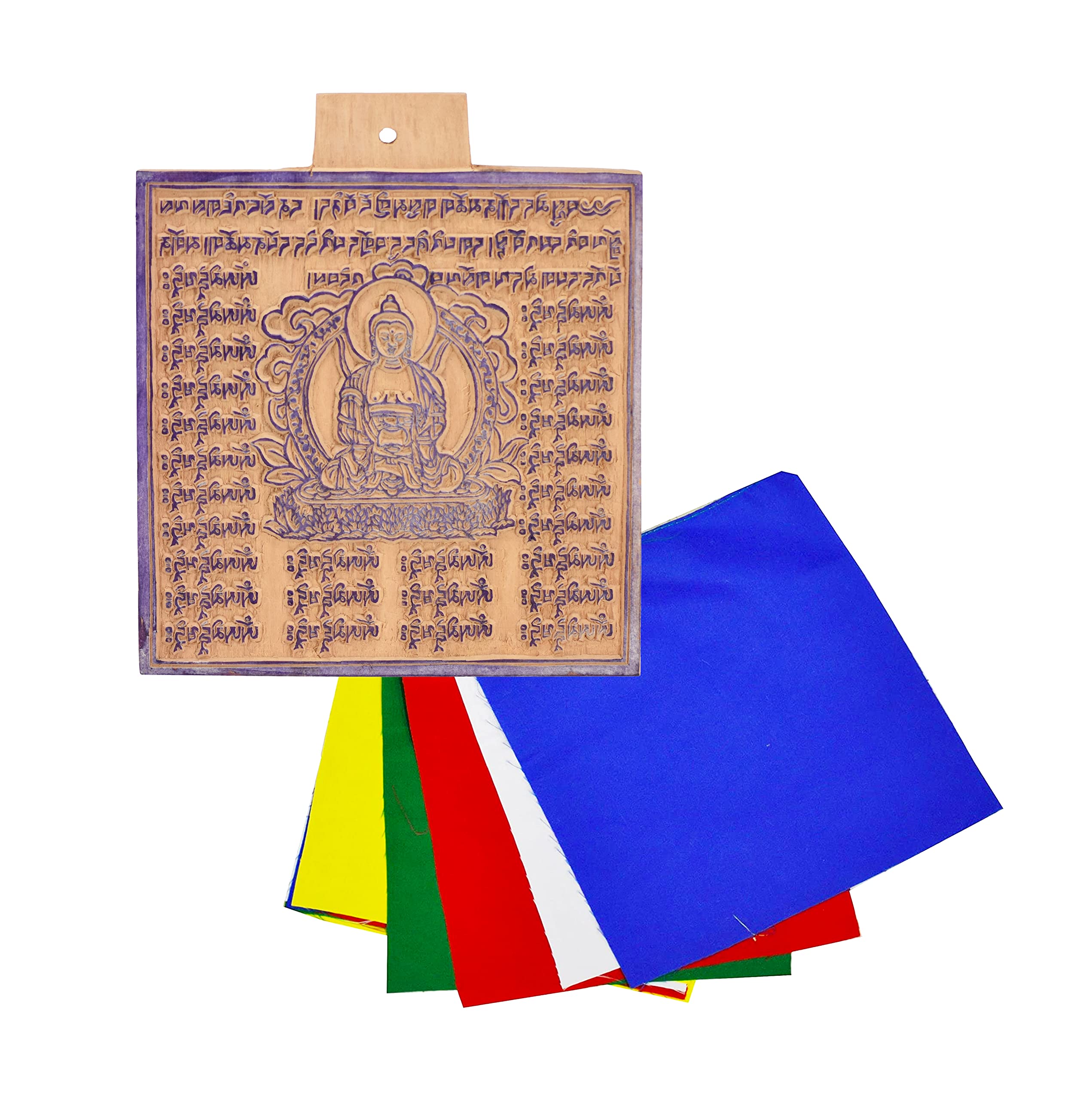 Mudra Crafts Amitabha Drapeaux de prière tibétains à faire soi-même - Kit de fabrication de drapeaux de prière avec drapeaux de prière vierges - Grand drapeau de prière népalais de 17,8 cm