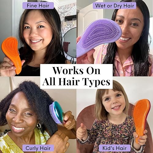 Miniatura 10 de Cepillo desenredante para cabello grueso, rizado, liso y natural, cepillo desenredante suave para mujeres, niños y niños pequeños con cerdas