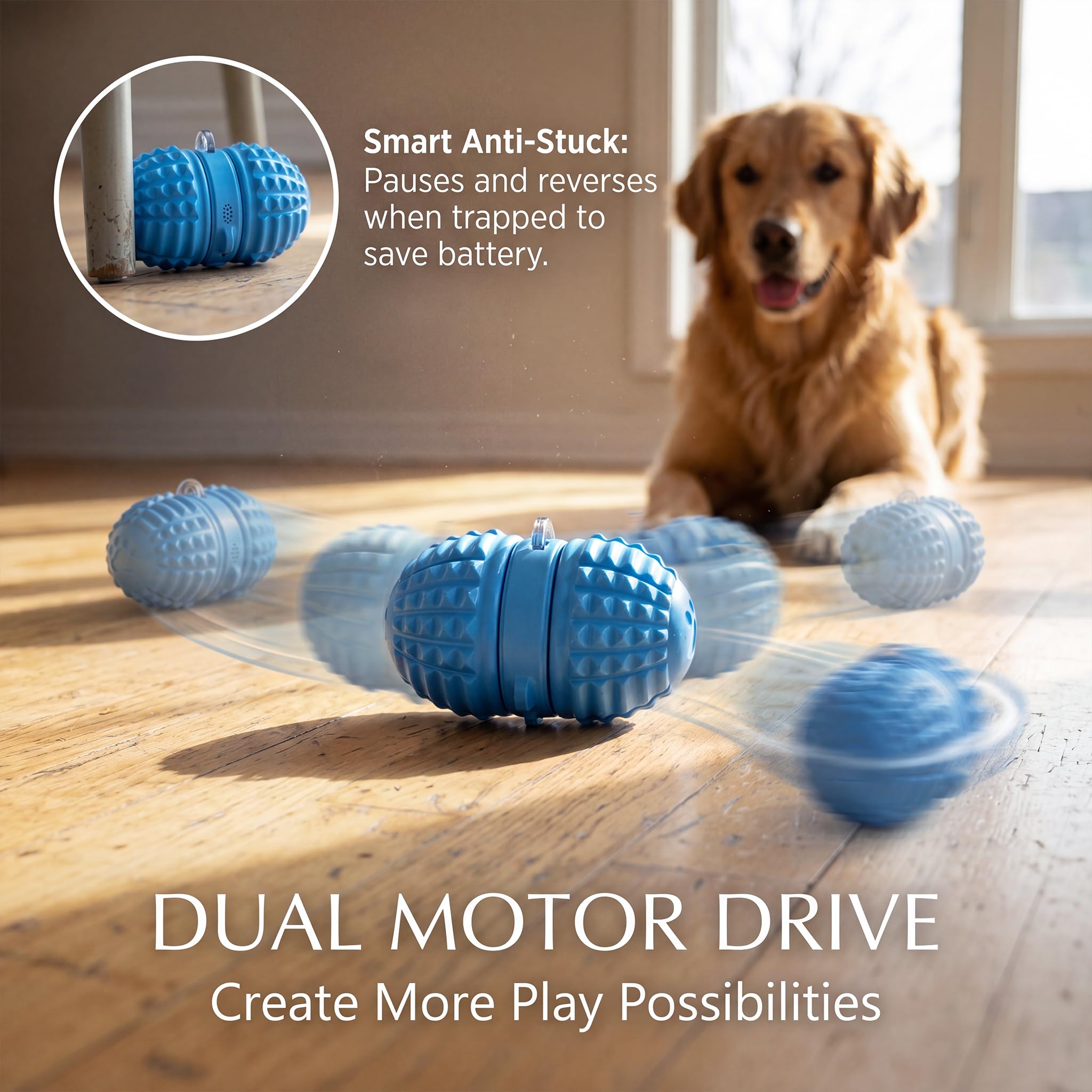 Intelligentes interaktives Hundespielzeug, 8 Modi, automatischer Rollball mit Aufnahmefunktion, lebensmittelechtes Gummimaterial, interaktiver Hundeball für mittelgroße und große Hunde