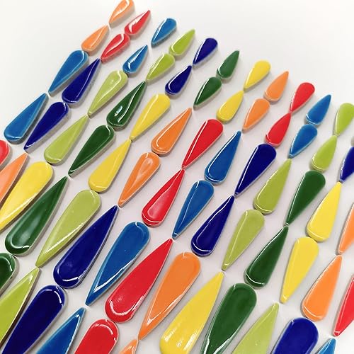 Miniatura 5 de EDFLIFE Azulejos de cerámica esmaltada para manualidades, azulejos de mosaico de porcelana de lágrima para manualidades, azulejos de pétalos de