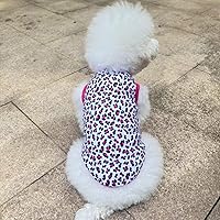 Vista 4 de Ropa para mascotas, camiseta con estampado de leopardo, chaleco de algodón para cachorros, gatos, ropa de primavera y verano, transpirable, sin