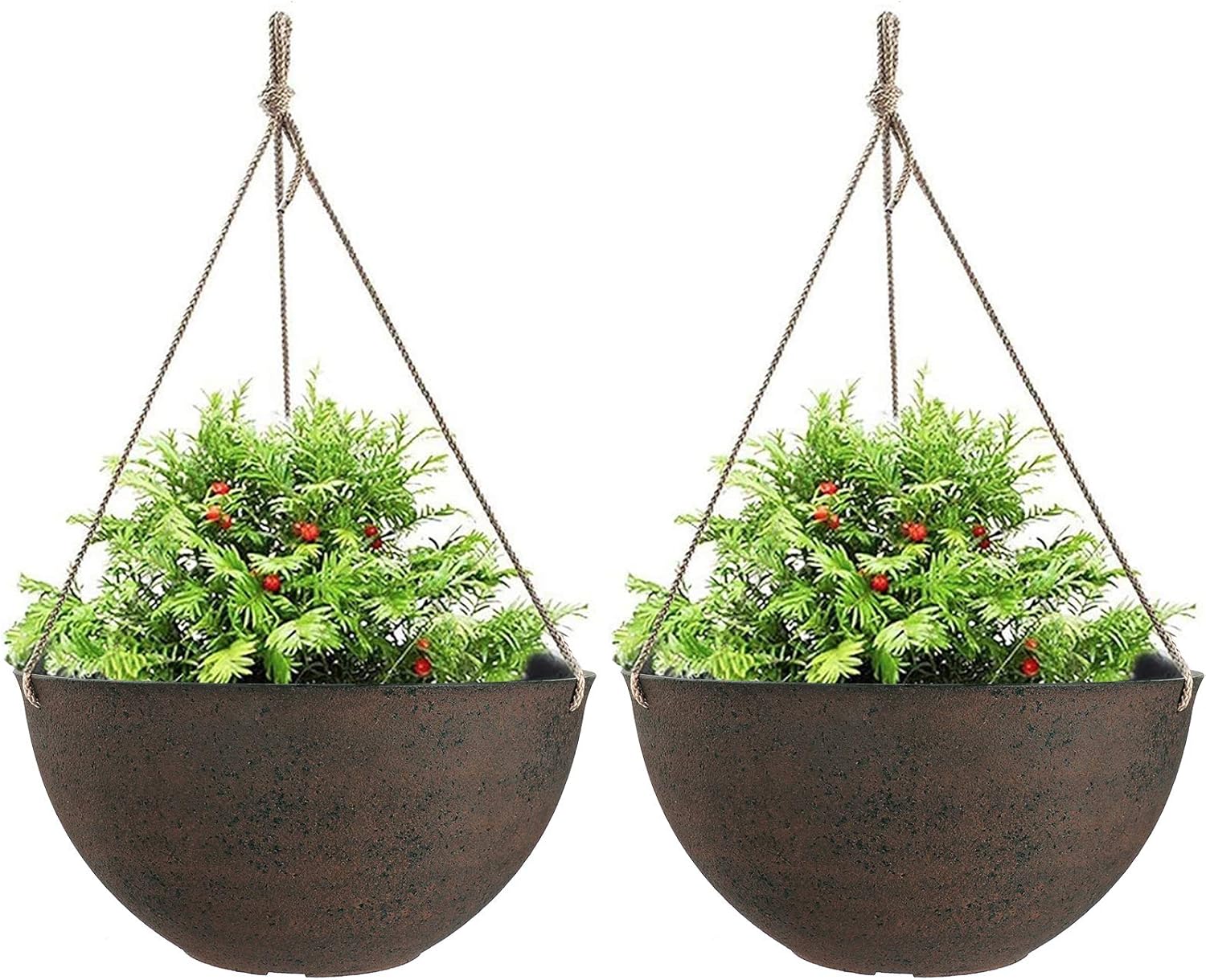 La Jolie Muse Large Hanging Planters, Flower Pots Outdoor Indoor, 13.2 Inch Garden Planters, New Iron Color, Set of 2 : Patio, Lawn & Garden