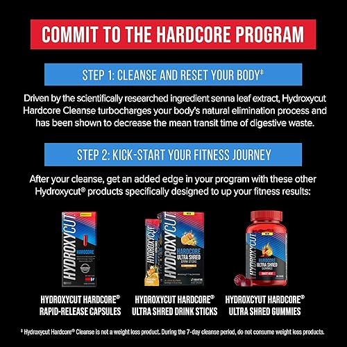 Miniatura 7 de Hydroxycut Hardcore Cleanse - 42 cápsulas - Restablecimiento corporal de 7 días para hombres y mujeres - Incluye extracto de hoja de sena y vinagre