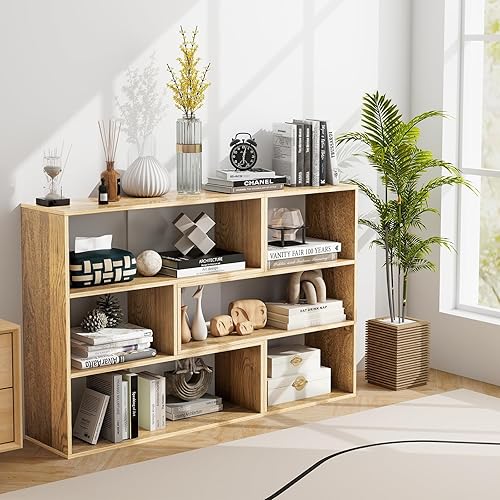 Miniatura 4 de Tangkula Estantería de 6 cubos, 2 piezas separables en el suelo, estantería horizontal abierta, estante de almacenamiento multifuncional para sala