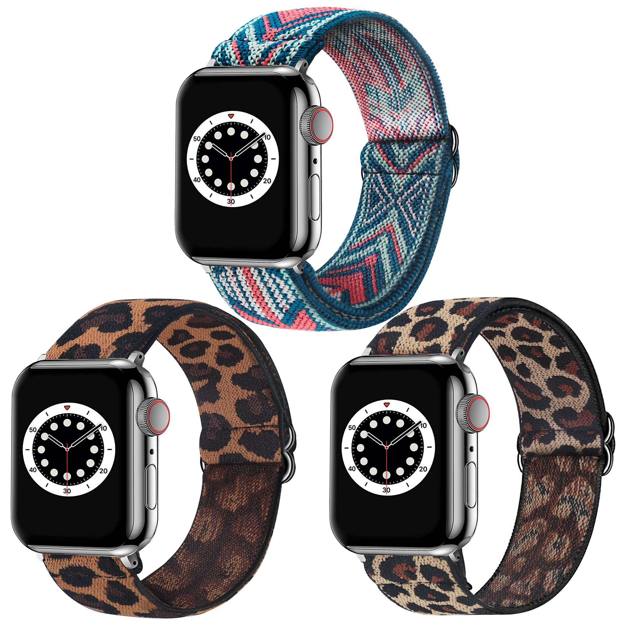 Dsytom 3 Pack Elastic Nylon Band Compatible for Apple Watch Bands Women Men
