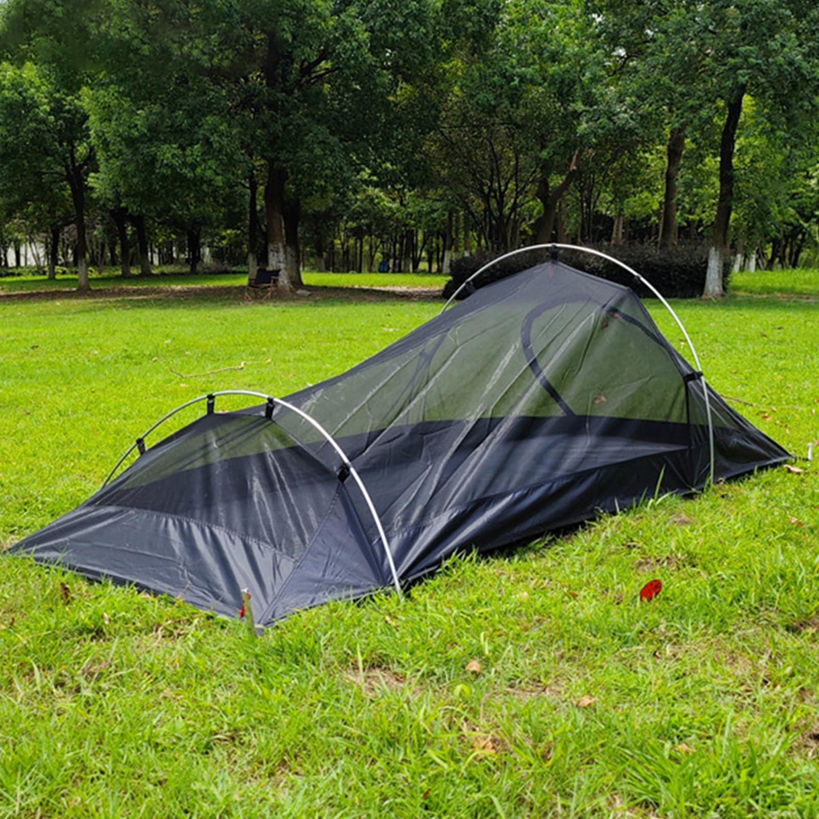 Tenda a zaino per 1 , per campeggio, protezione leggera e compatta | design a rete traspirante, impermeabile, antivento, resistente alla pioggia, escursionismo, caccia, montagna, viaggi
