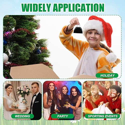 Miniatura 7 de Therwen Paquete de 12 campanas de metal para hacer ruido de vaca, con asa, de 3 pulgadas, campanas de percusión de mano a granel para eventos