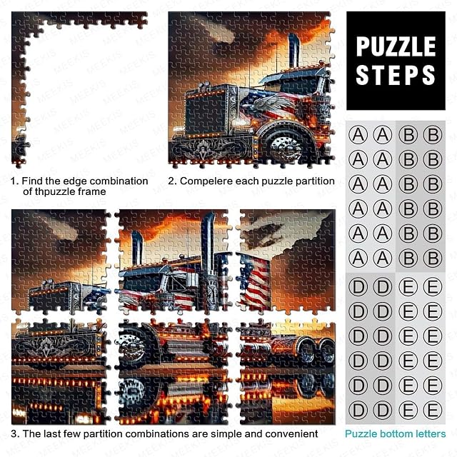 Foto 4 de 8 de Puzzle Arte de Camión Americano 1000 Piezas Material Ecológico Premium, Relajante, Difícil para Hombres