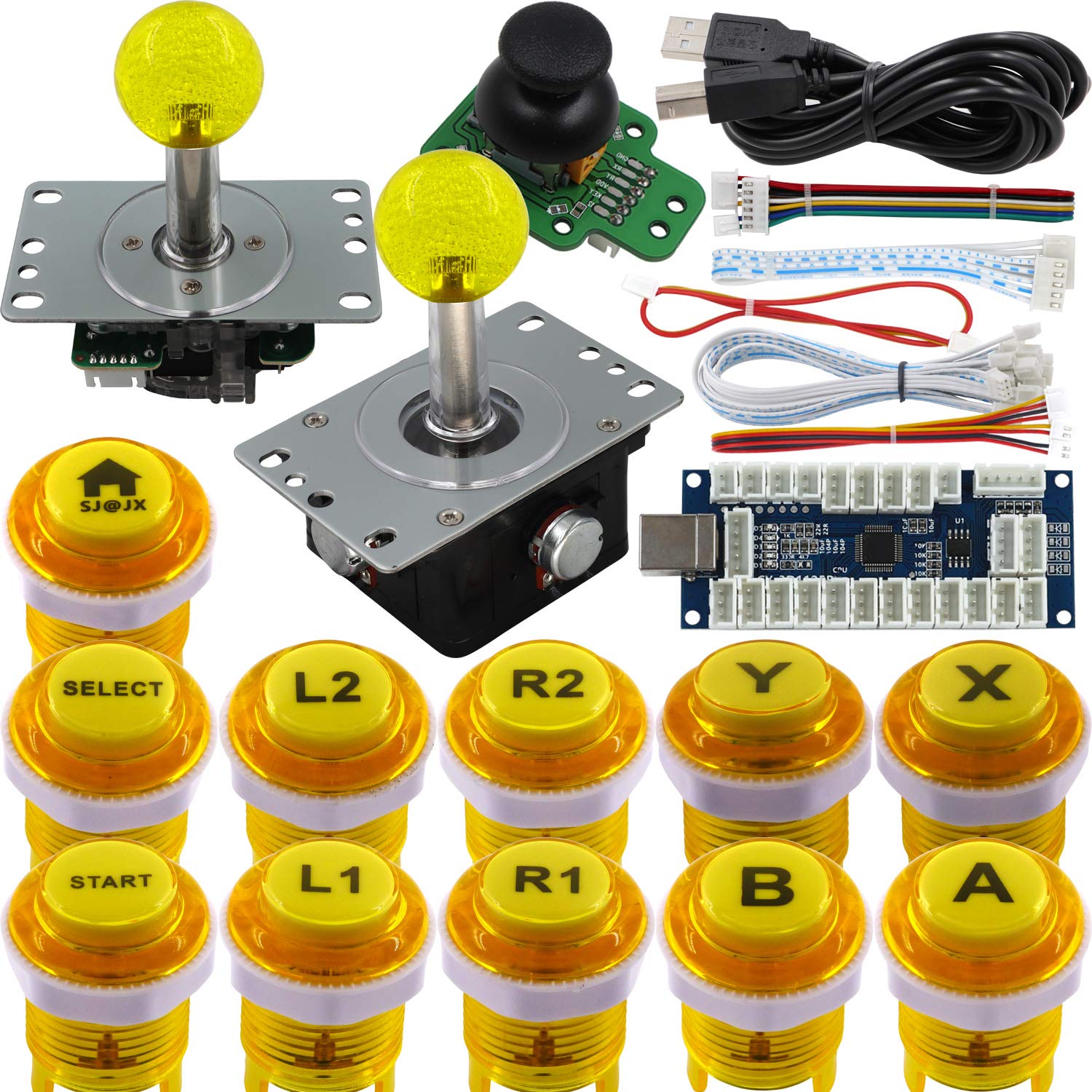 SJ@JX Arcade Game Controller 3D Gamepad Analog Stick Sensor Fly Joystick Microswitch MX LED Button USB Encoder Light Cable for PC MAME PS3 Android Raspberry Pi