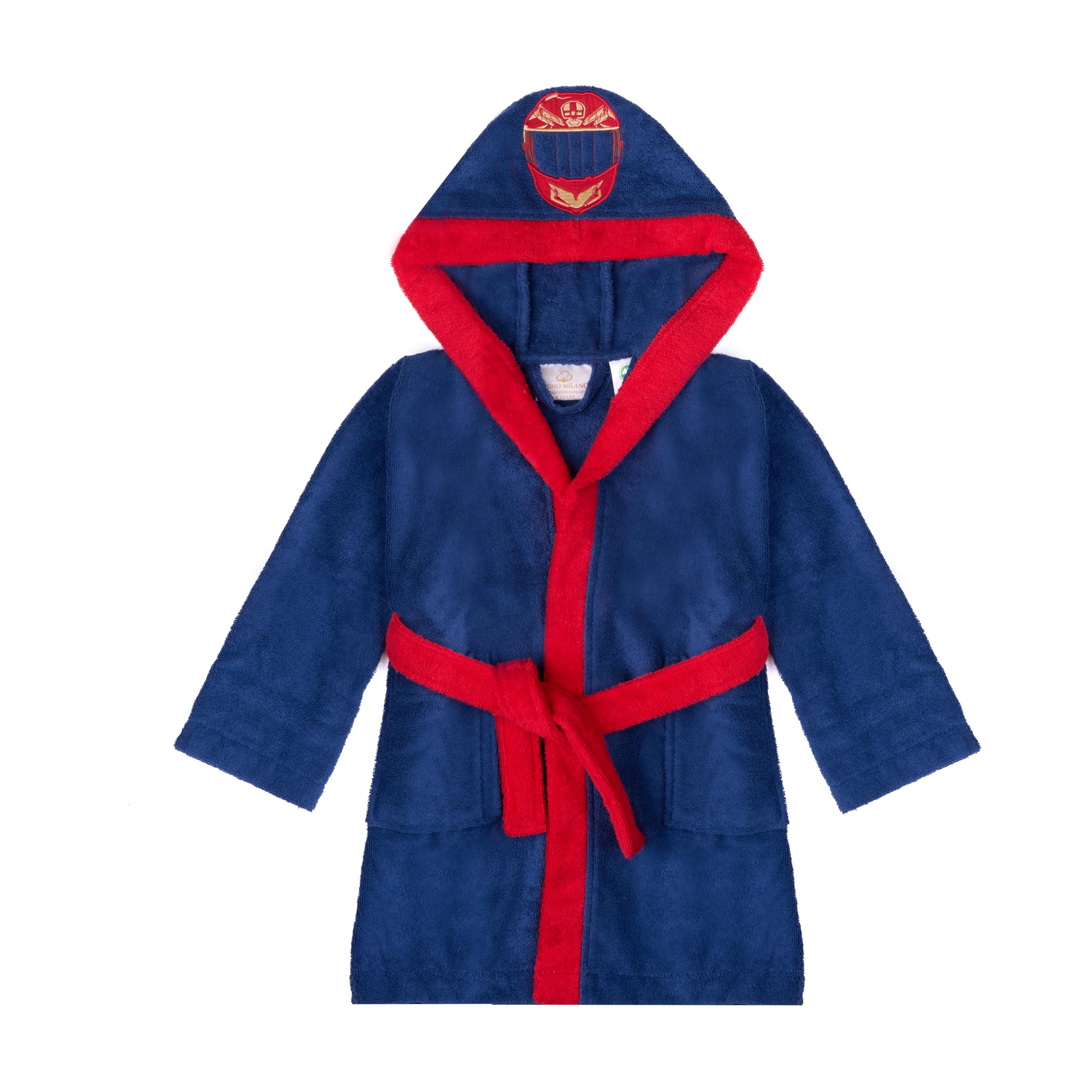 BAGNO MILANO Kids Organic Turkish Cotton Hooded Beach Cover-Up Towel, GOTS Certified, for Boys and Girls (Driver Navy, 7-8 Years)