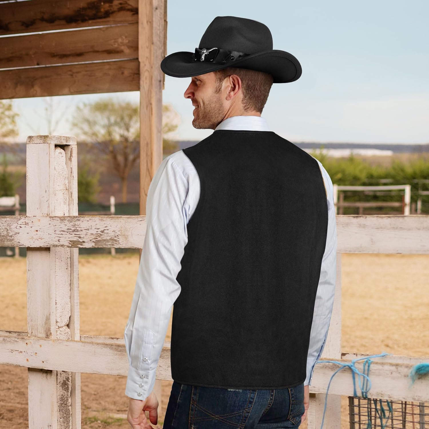 CICOCO Western Outfits Cowboy Costume For Men Adult Classial Cowboy Vest Hat BOLO Holloween Costume - Image 7