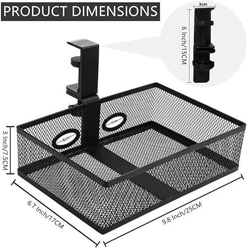 Miniatura 2 de RHBLME Almacenamiento debajo del escritorio, organizador de escritorio giratorio de 360 grados, cajón giratorio con abrazadera, estante oculto de