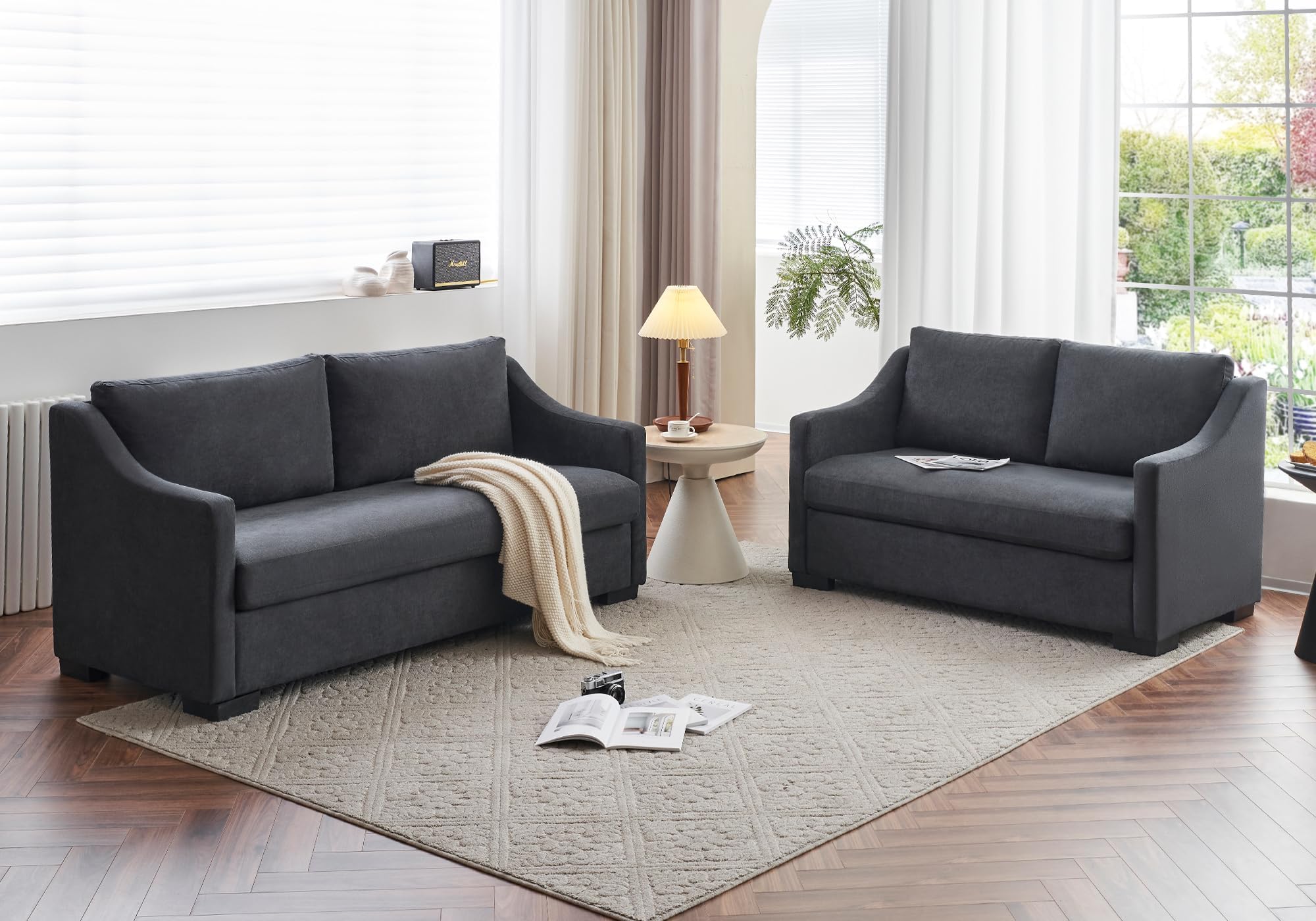 AMERLIFE Sofa Couch with Slope Armrests, Modern