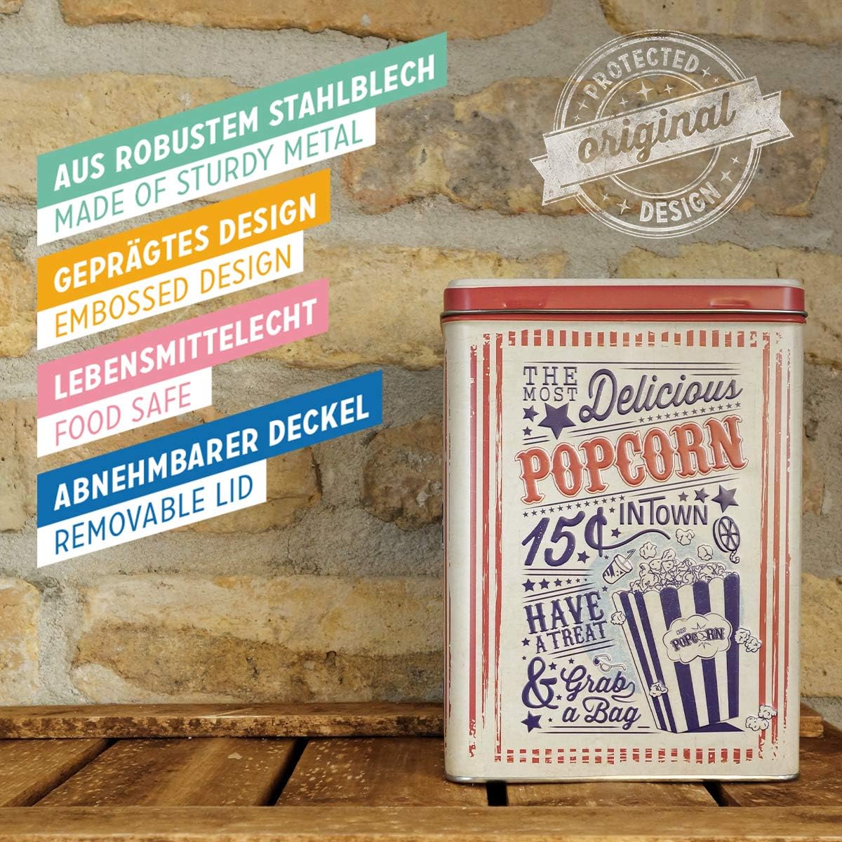 Nostalgic-Art 30144 USA - Popcorn, Storage Tin L