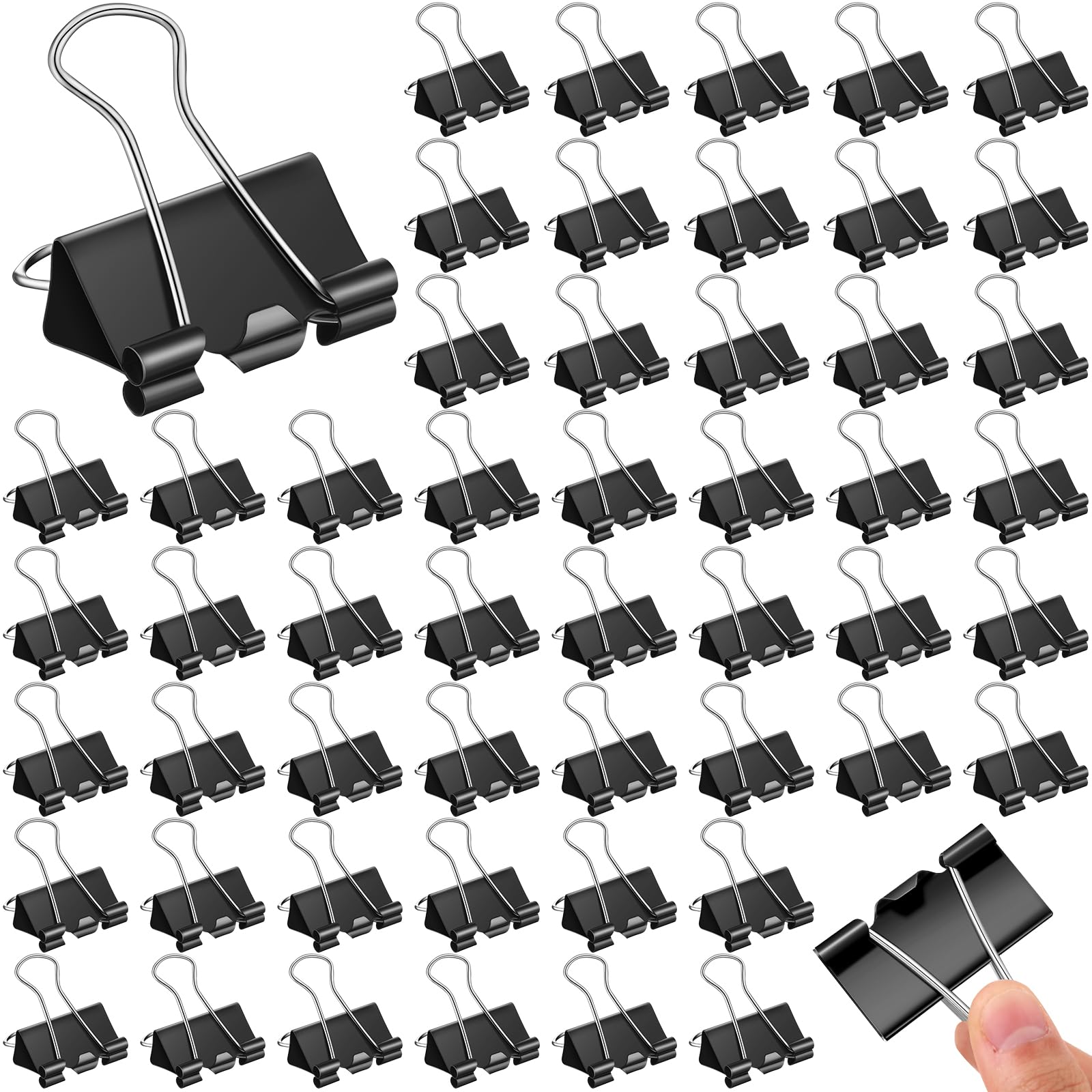 Jetec 100 Pcs Black Binder Clip Paper Clamp Metal Paper Clip, 1.6 Inch